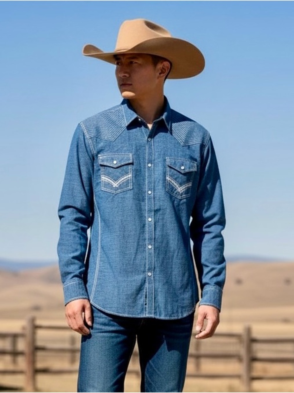 NWT Buckle Black Blue Western Cowboy Long Sleeve Shirt Flap Pockets 2XL